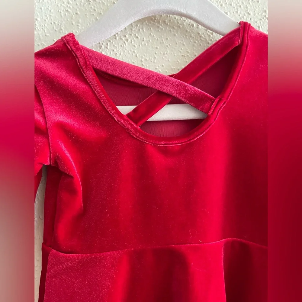 The Children's Place Red Velvet Long-Sleeve Skater Dress